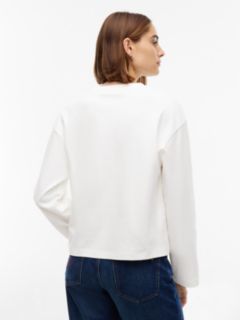 Interlock Knit Relaxed Long Sleeve T-Shirt — White 4
