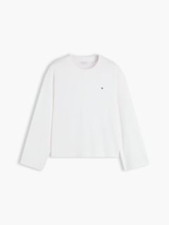 Interlock Knit Relaxed Long Sleeve T-Shirt — White 5