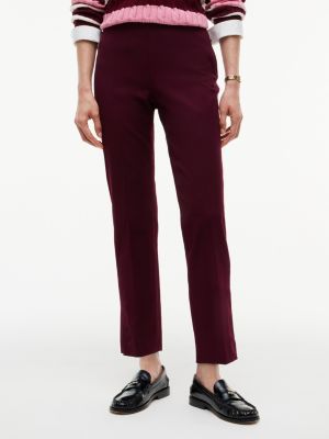 red spodnie z gabardyny z elastyczną talią dla kobiety - tommy hilfiger
