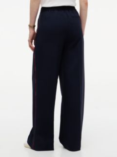 Global Stripe Drawstring Wide Leg Trousers — Blue 4