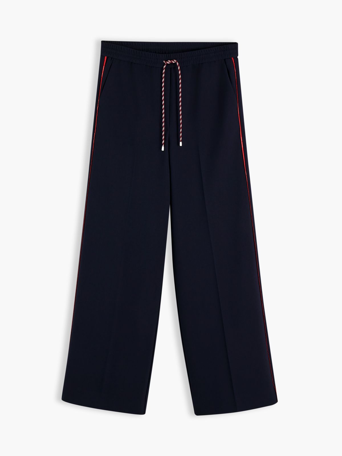 Global Stripe Drawstring Wide Leg Trousers — Blue