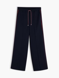 Global Stripe Drawstring Wide Leg Trousers — Blue 5