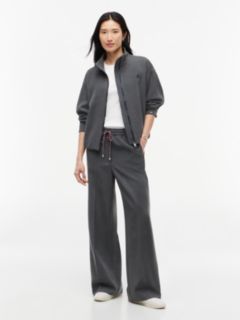 Global Stripe Drawstring Wide Leg Trousers — Grey 2