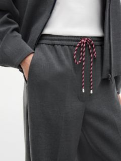 Global Stripe Drawstring Wide Leg Trousers — Grey 3