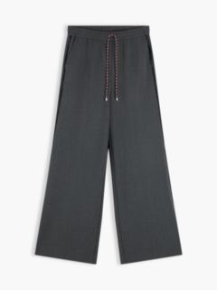 Global Stripe Drawstring Wide Leg Trousers — Grey 6