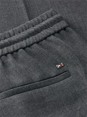 grey global stripe drawstring wide leg trousers for women tommy hilfiger