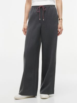 grey global stripe drawstring wide leg trousers for women tommy hilfiger