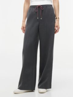 Global Stripe Drawstring Wide Leg Trousers — Grey 1