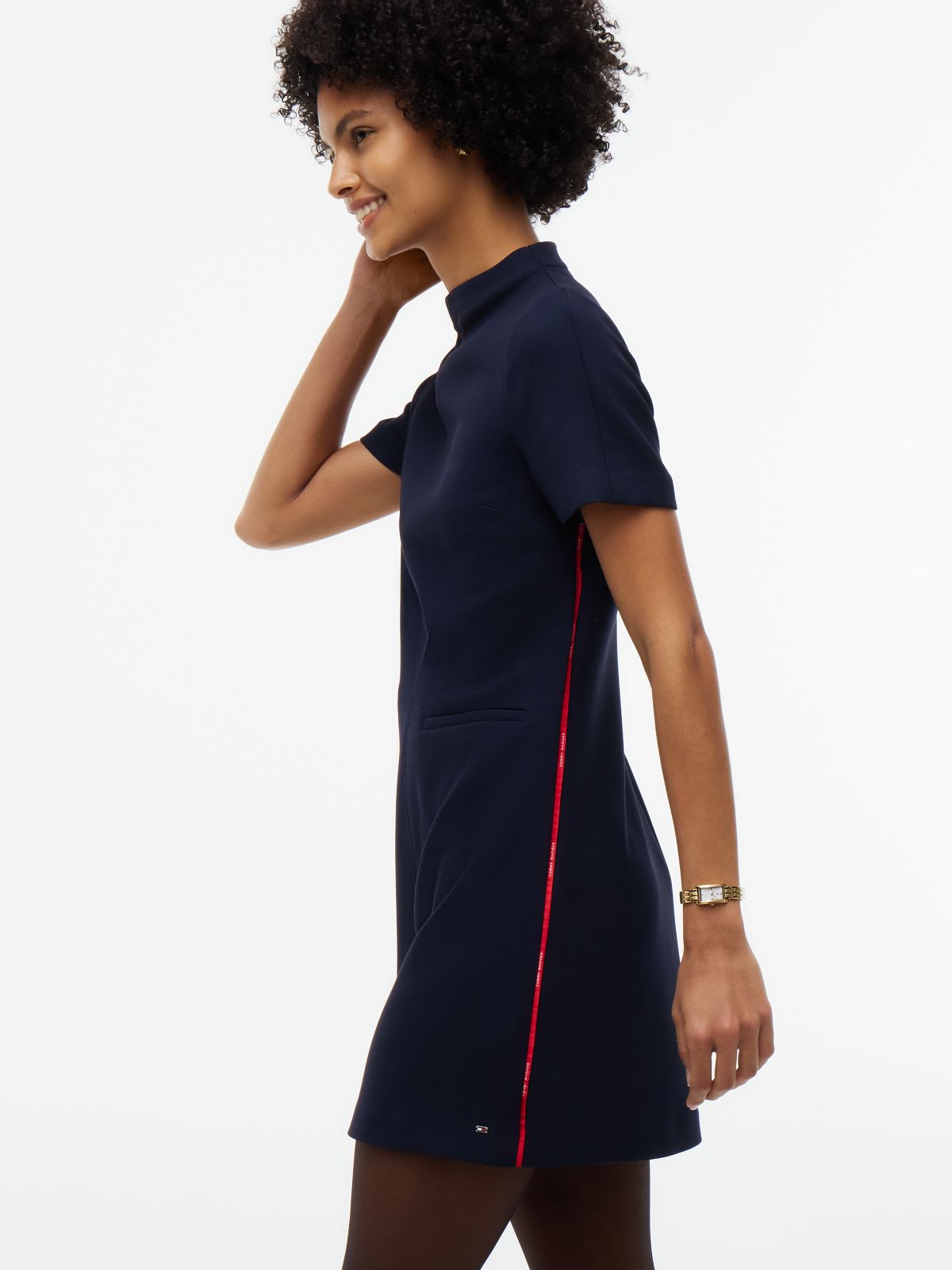 Heathered Short Sleeve Mini Dress — Blue