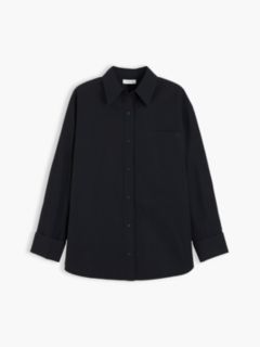 Relaxed Fit Double Cuff Poplin Shirt — Black 5