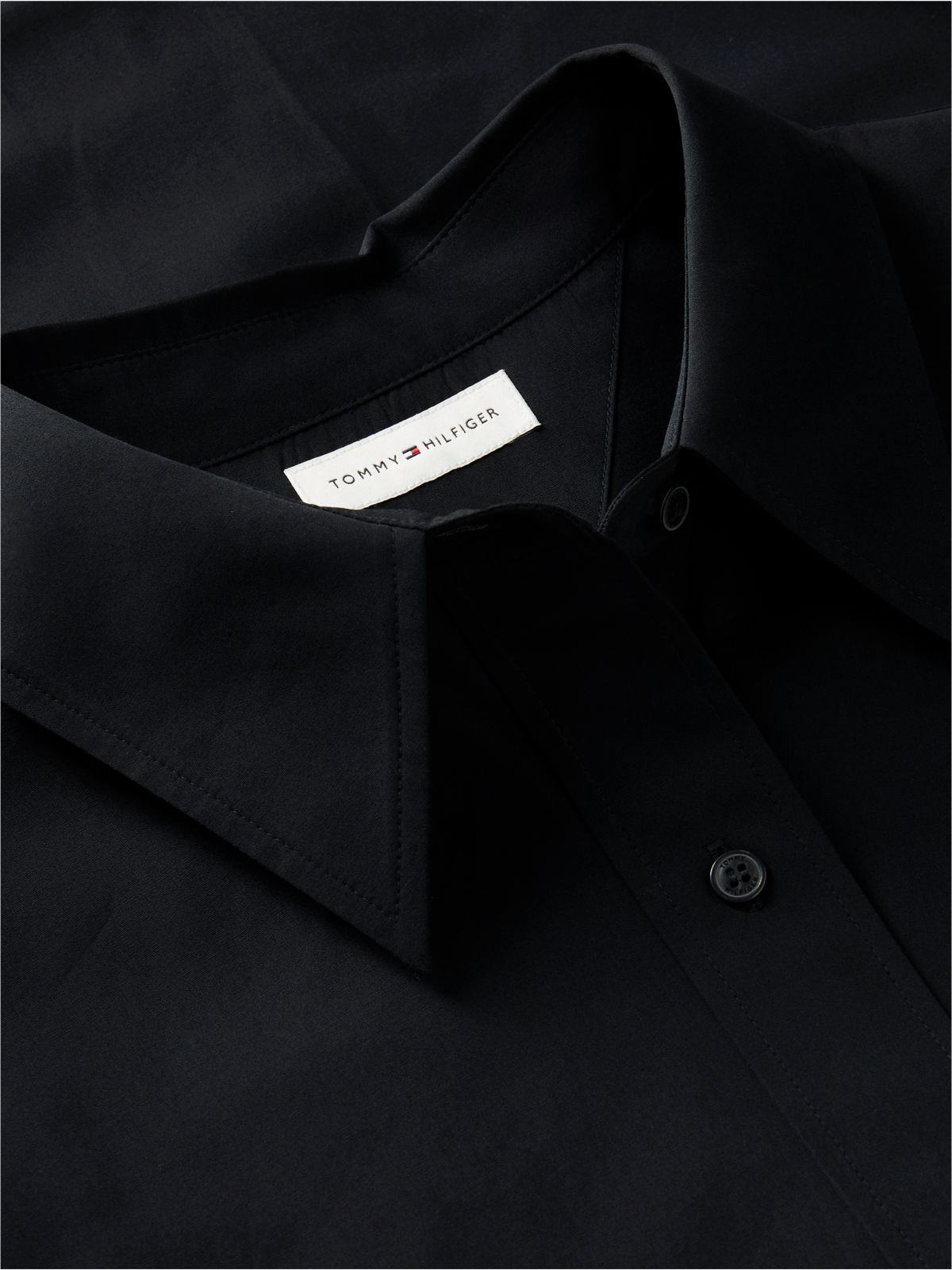 Relaxed Fit Double Cuff Poplin Shirt — Black
