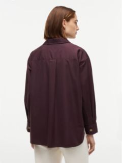 Relaxed Fit Double Cuff Poplin Shirt — Brown 4