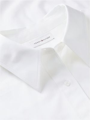 white relaxed fit double cuff poplin shirt for women tommy hilfiger