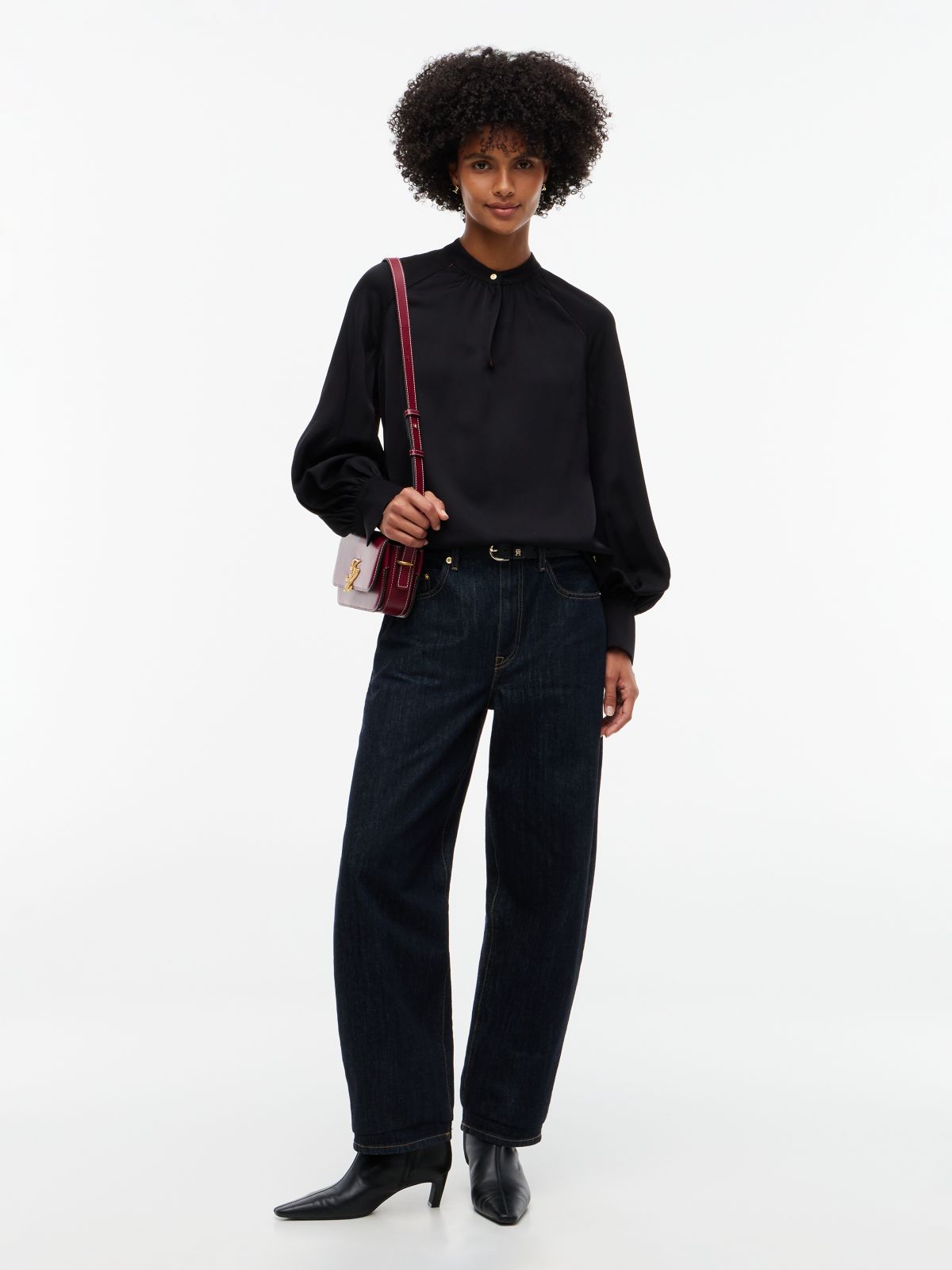 Festive Regular Fit Satin Blouse — Black