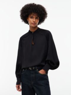 Festive Regular Fit Satin Blouse — Black 1