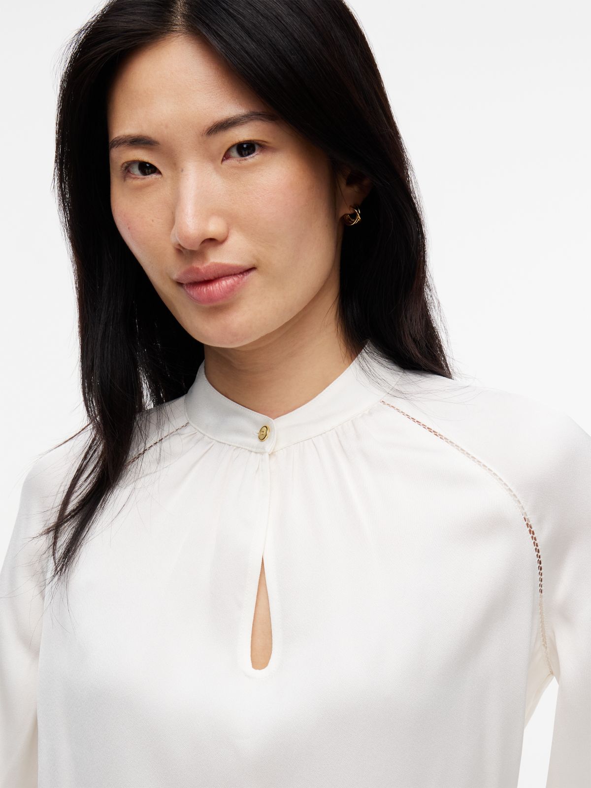 Festive Regular Fit Satin Blouse — White