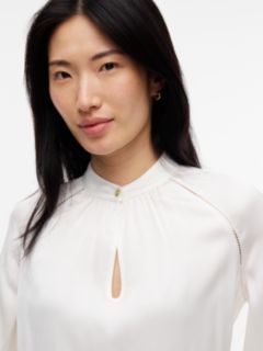 Festive Regular Fit Satin Blouse — White 3