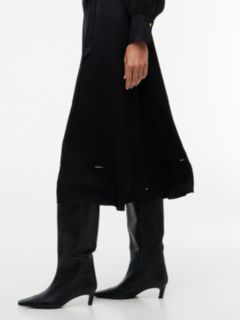 Festive Ladder Lace Long Sleeve Midi Dress — Black 3