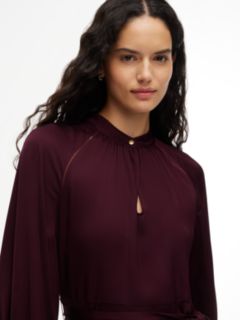 Festive Ladder Lace Long Sleeve Midi Dress — Red 2