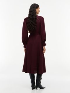 Festive Ladder Lace Long Sleeve Midi Dress — Red 4