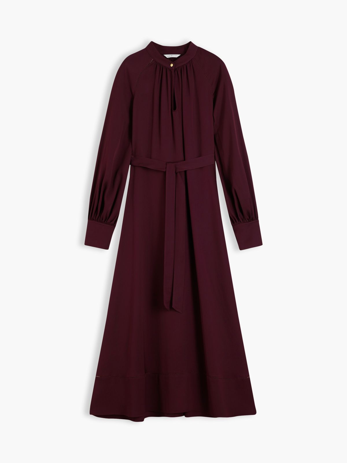 Festive Ladder Lace Long Sleeve Midi Dress — Red