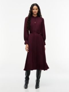 Festive Ladder Lace Long Sleeve Midi Dress — Red 1