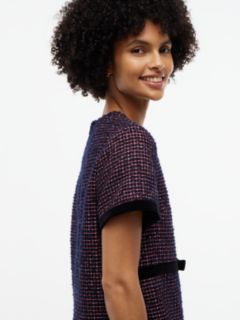 Festive Tweed Mini Shift Dress With Wool — Blue 3