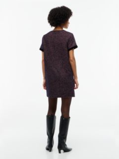 Festive Tweed Mini Shift Dress With Wool — Blue 4