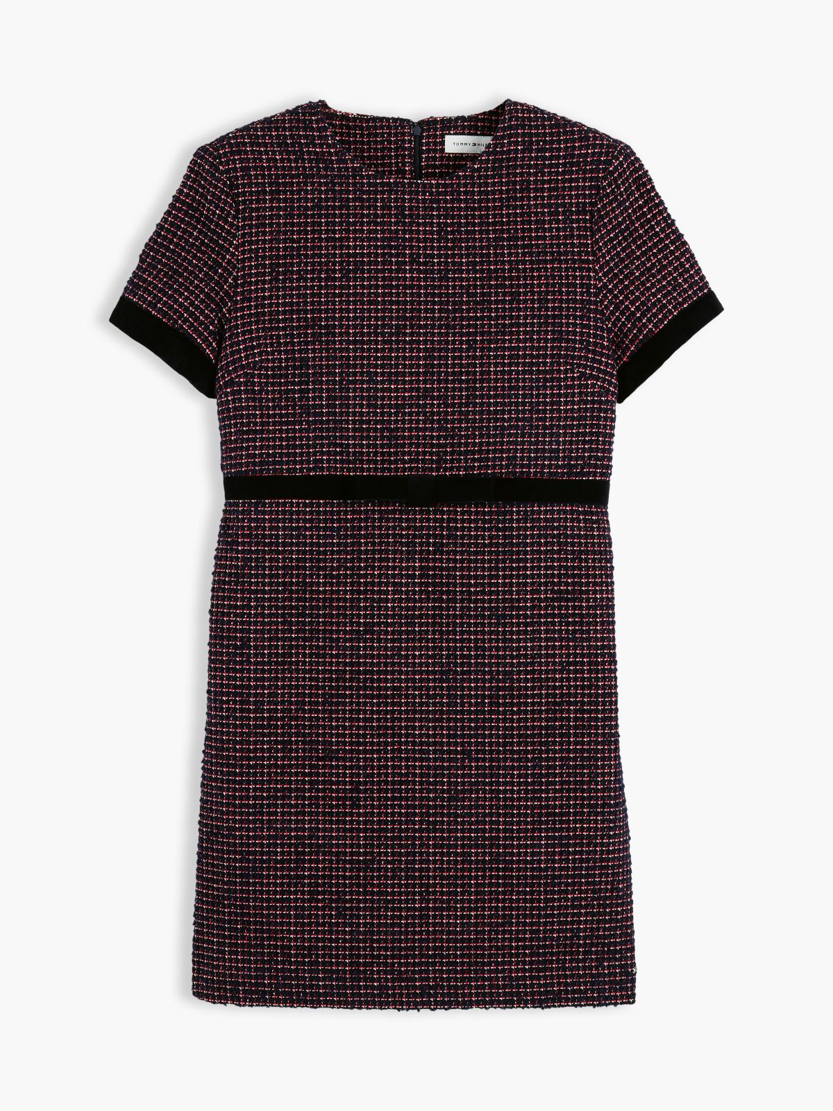 Festive Tweed Mini Shift Dress With Wool — Blue