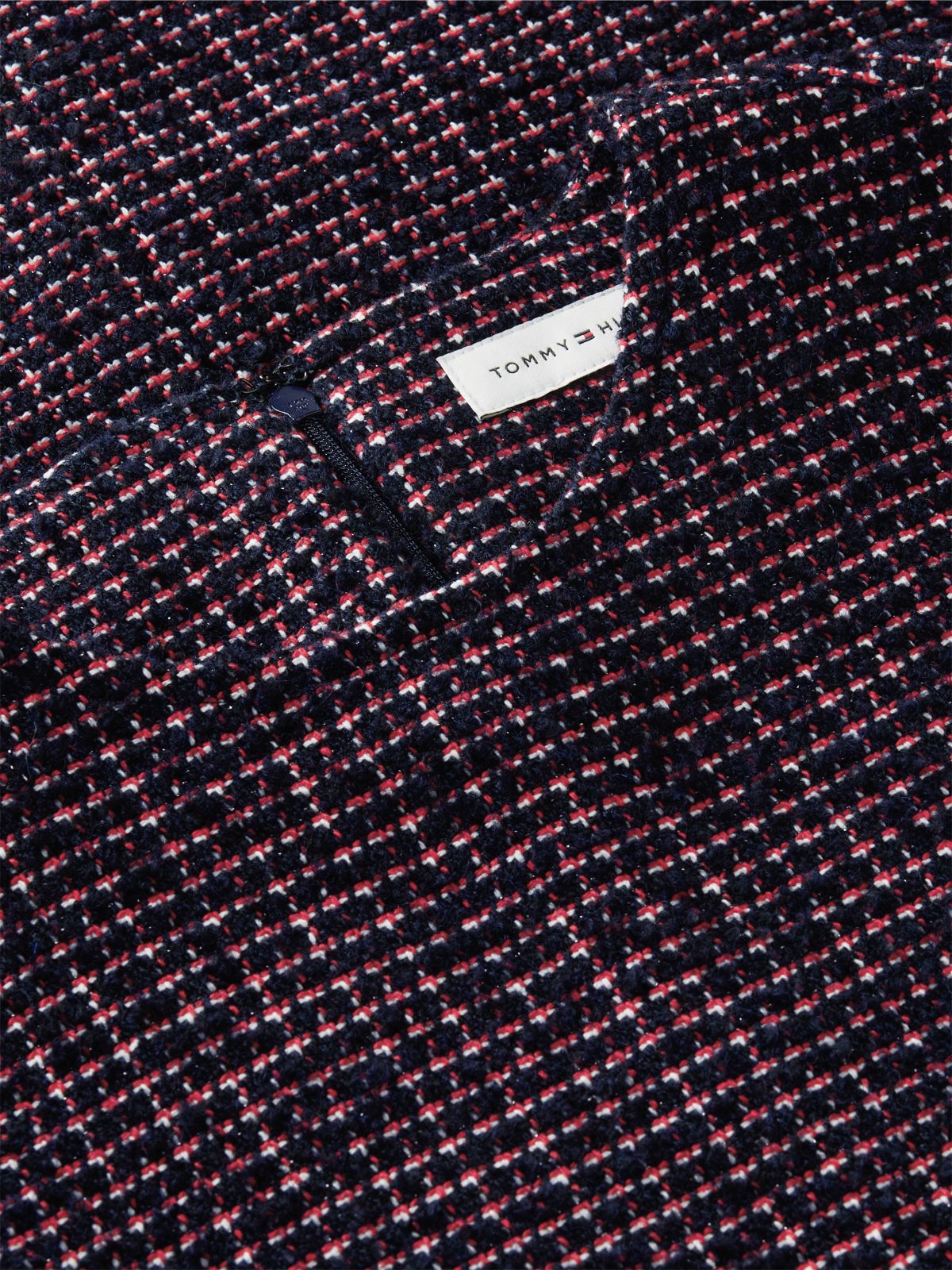 Festive Tweed Mini Shift Dress With Wool — Blue