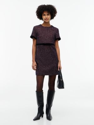 vestito dritto corto festive in tweed con lana blue da donne tommy hilfiger