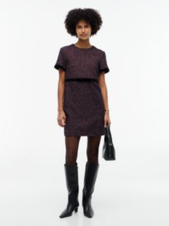 Festive Tweed Mini Shift Dress With Wool — Blue 1