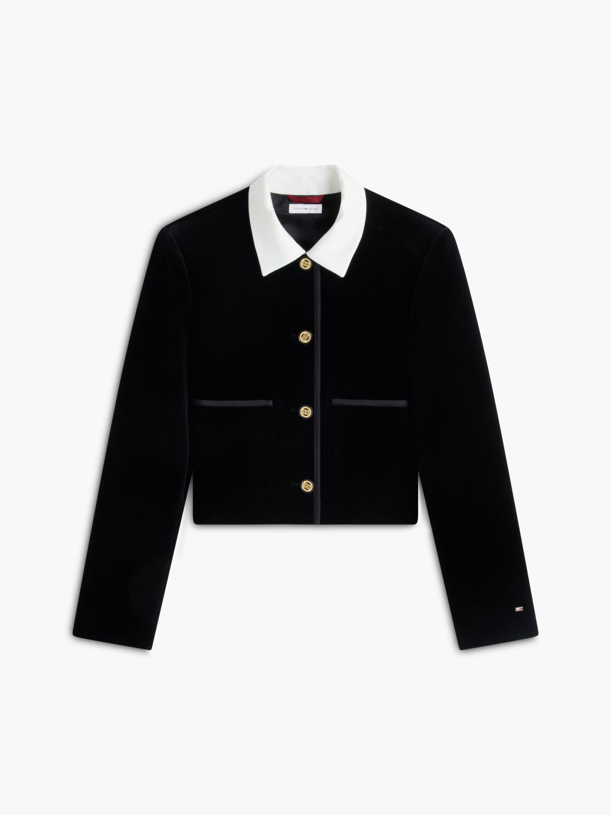 Festive Velvet Boxy Short Jacket — Black