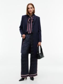 Jacquard Scarf Print Relaxed Straight Trousers — Blue 2