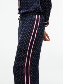Jacquard Scarf Print Relaxed Straight Trousers — Blue 3