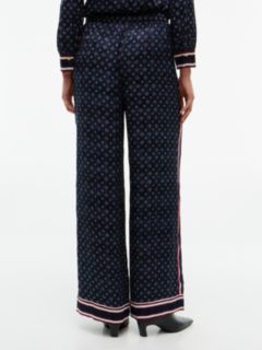 Jacquard Scarf Print Relaxed Straight Trousers — Blue 4