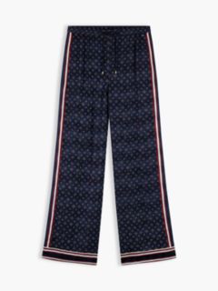 Jacquard Scarf Print Relaxed Straight Trousers — Blue 5