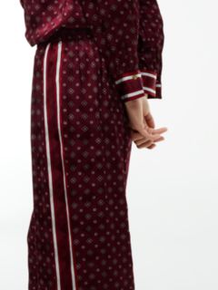 Jacquard Scarf Print Relaxed Straight Trousers — Red 4