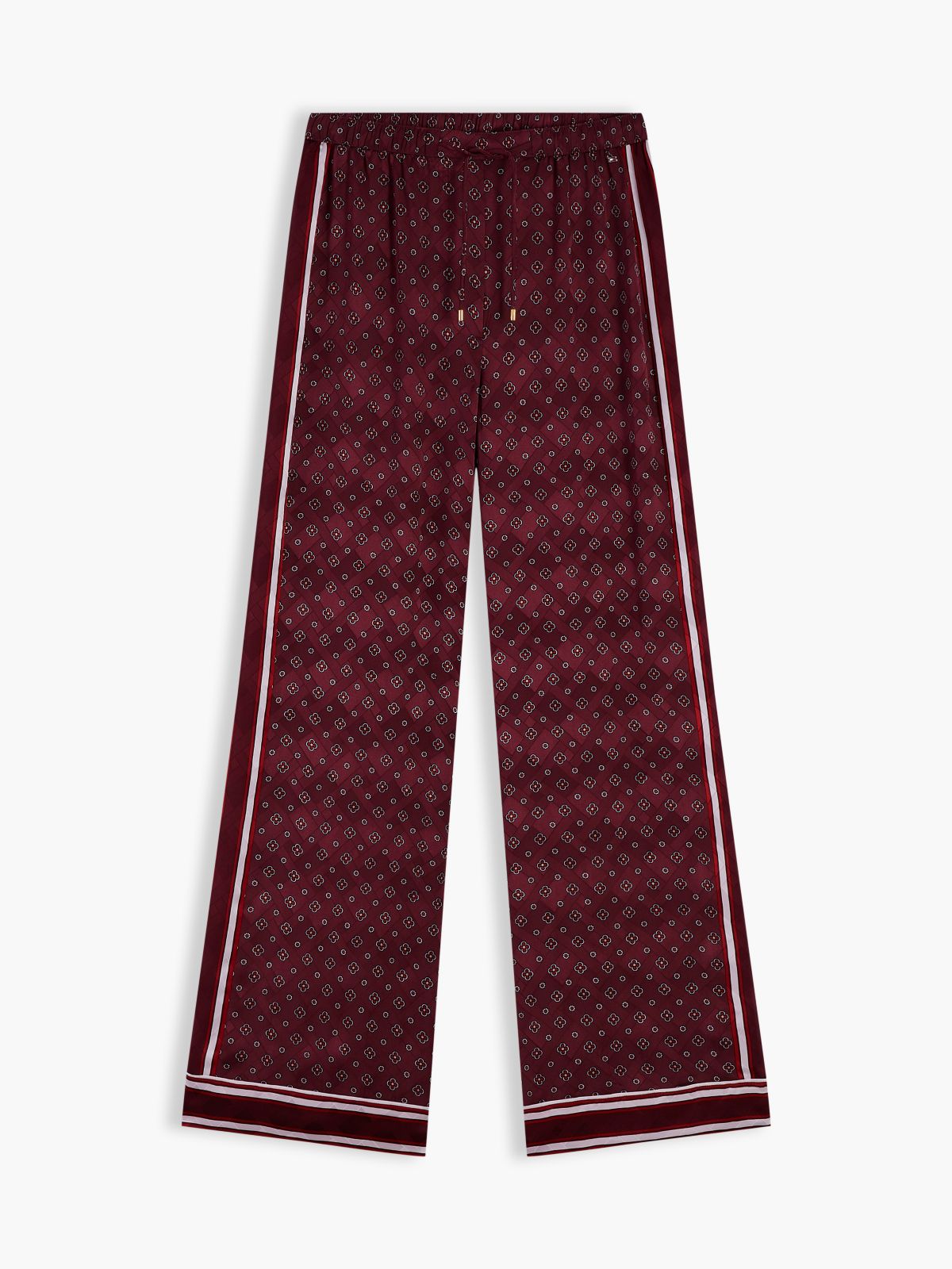 Jacquard Scarf Print Relaxed Straight Trousers — Red