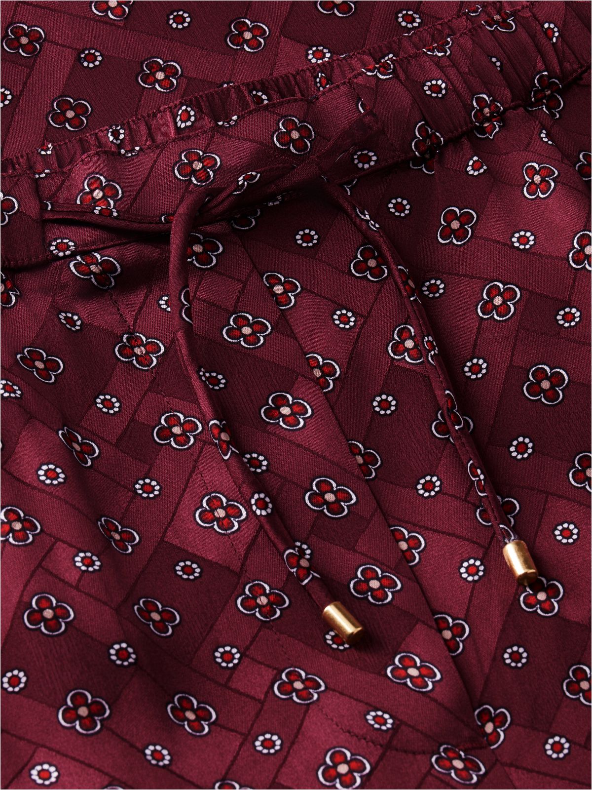 Jacquard Scarf Print Relaxed Straight Trousers — Red