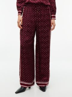 Jacquard Scarf Print Relaxed Straight Trousers — Red 1