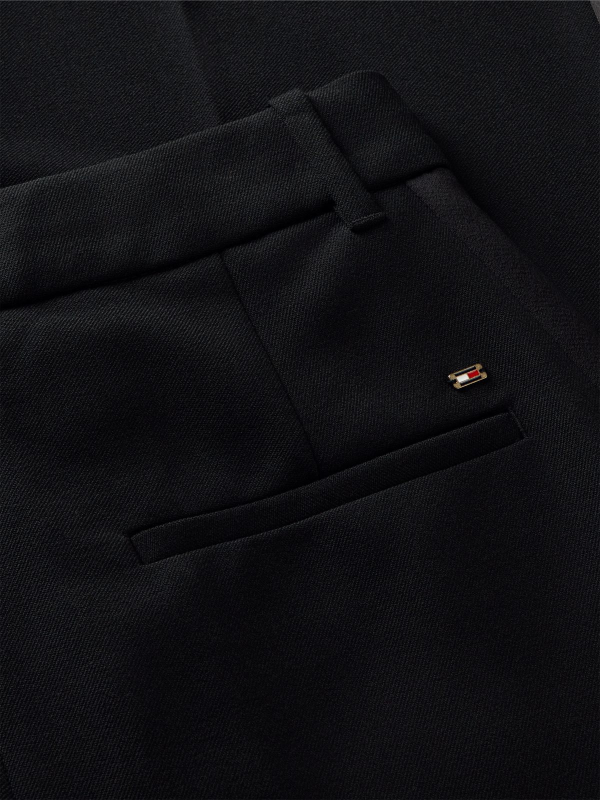 Straight Wide Leg Tuxedo Trousers — Black