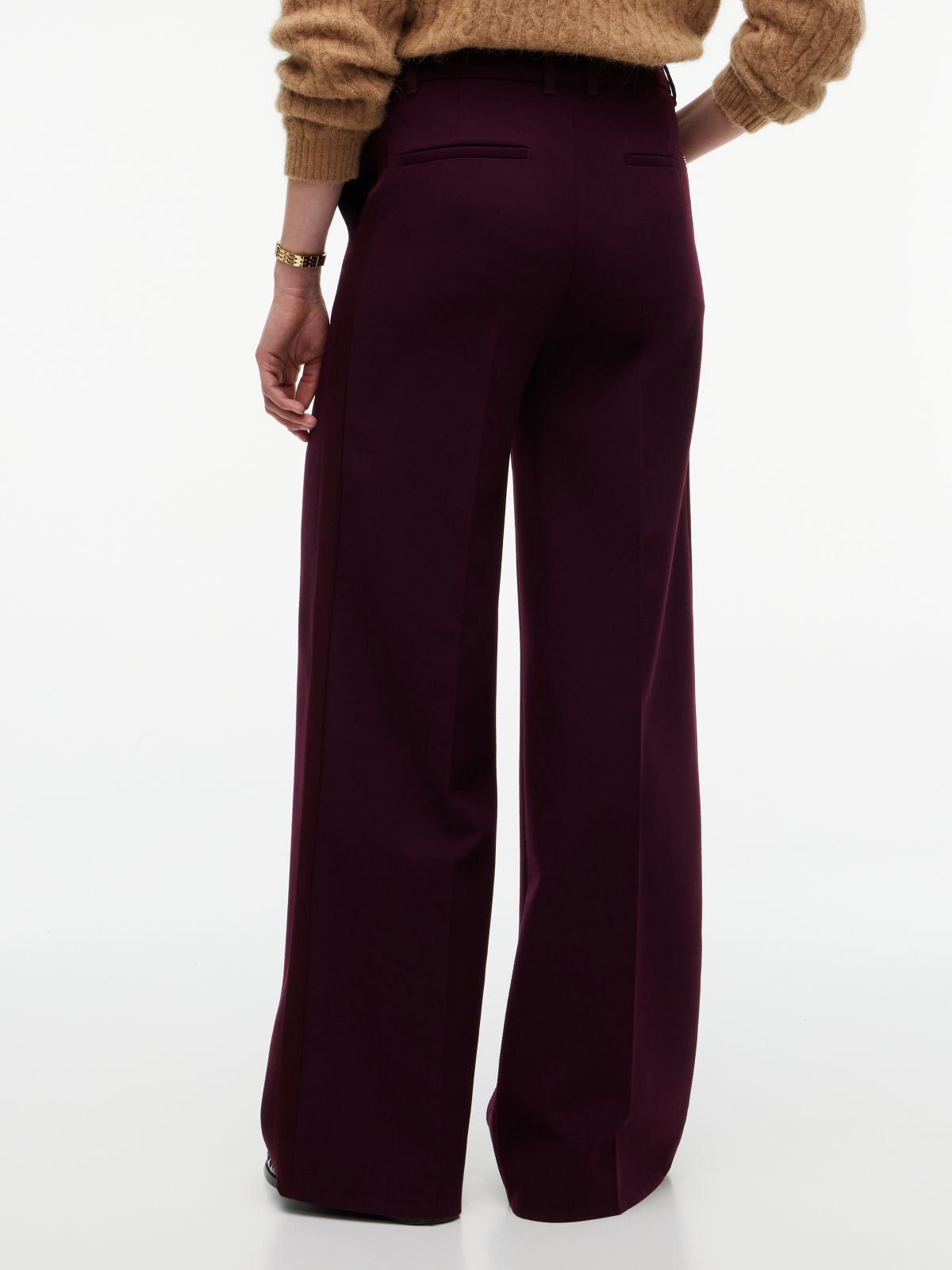 Straight Wide Leg Tuxedo Trousers — Red