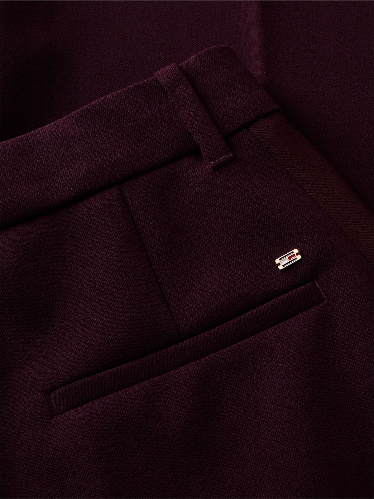 Straight Wide Leg Tuxedo Trousers — Red