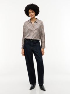 Relaxed Fit Print Satin Shirt — Brown 2