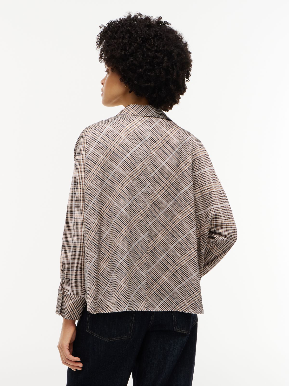 Relaxed Fit Print Satin Shirt — Brown