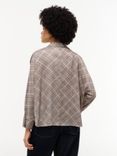 Relaxed Fit Print Satin Shirt — Brown 4