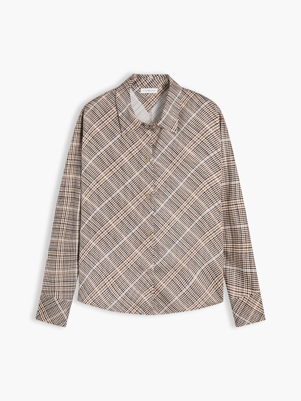 Relaxed Fit Print Satin Shirt — Brown