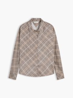 Relaxed Fit Print Satin Shirt — Brown 5
