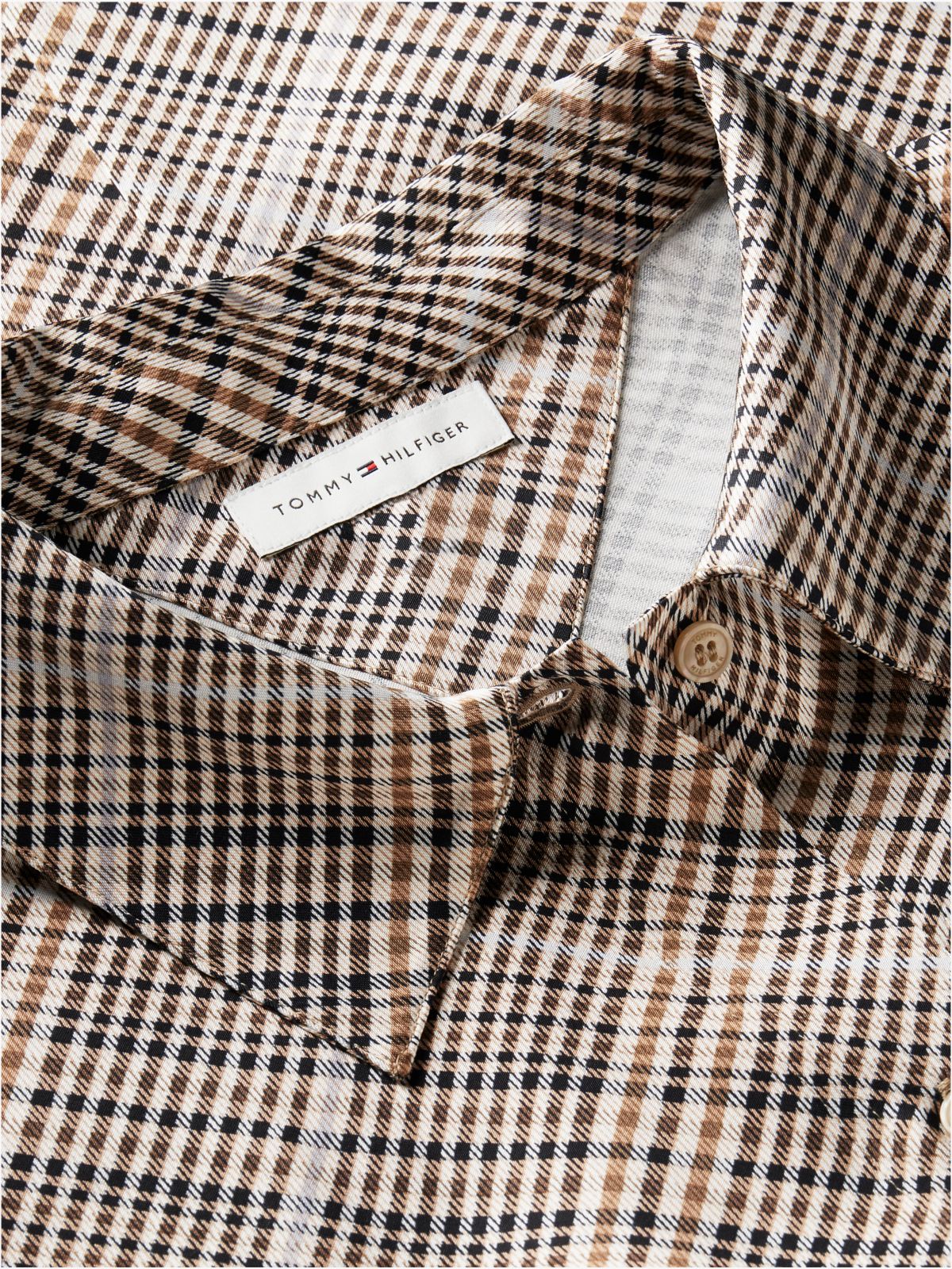 Relaxed Fit Print Satin Shirt — Brown